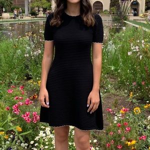 Black Ribbed Dress with White Stitch Detailing